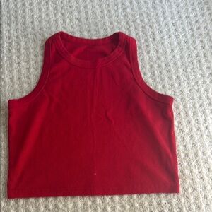 Red Sleeveless Ribbed Crop Top